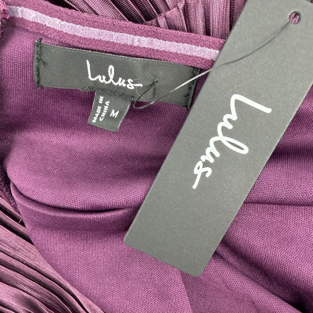 Lulus Whimsical Beauty Dark Purple Satin Plisse Strapless Maxi Dress Size M - Picture 8 of 13